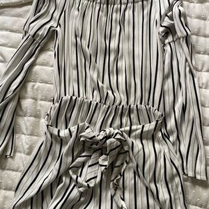 striped strapless romper